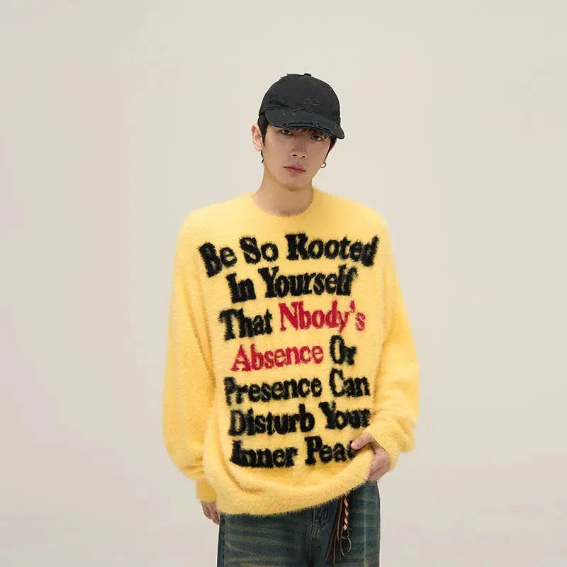 Maxct Letter Printed Furry Sweater