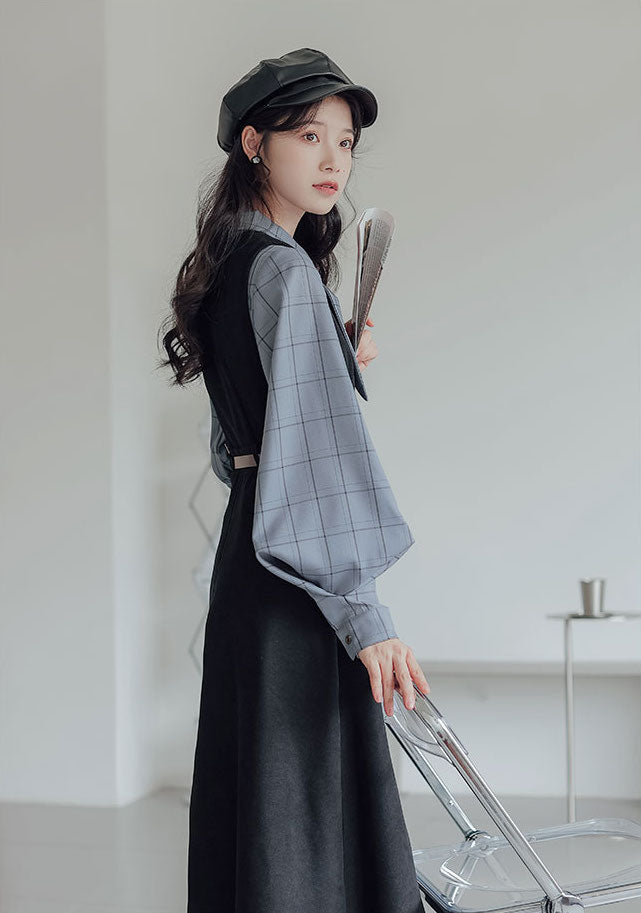 Button Up Suede Pinafore Dress Maxct