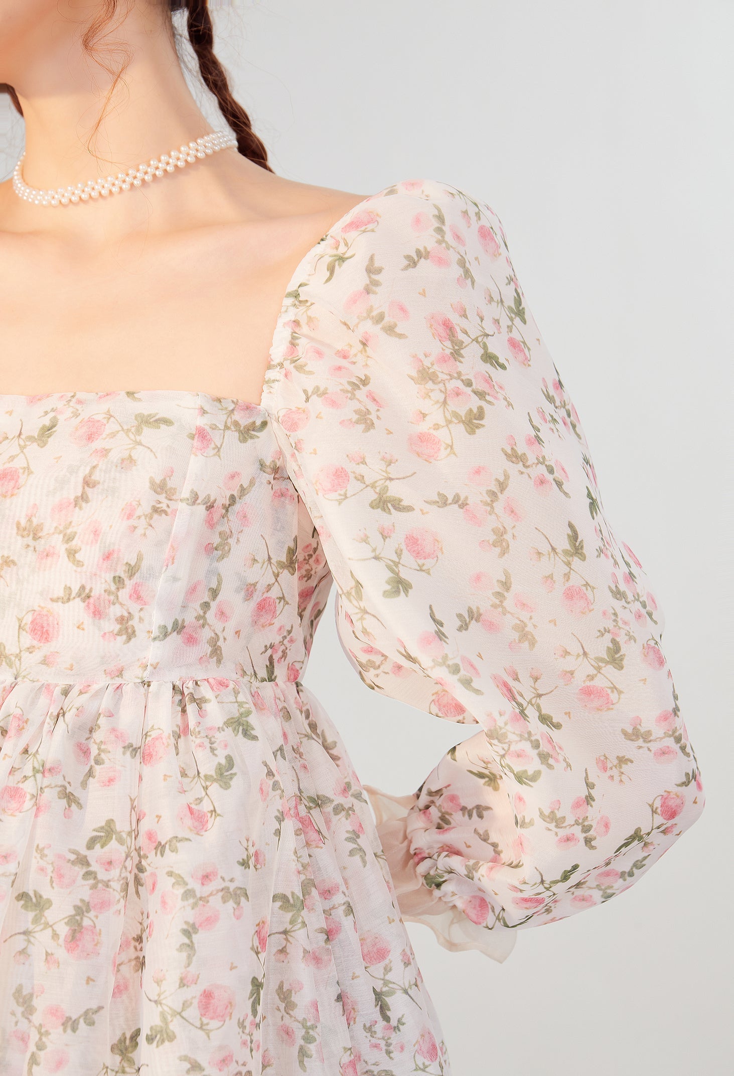 Rose Tea Reversible Mini Puff Dress Maxct