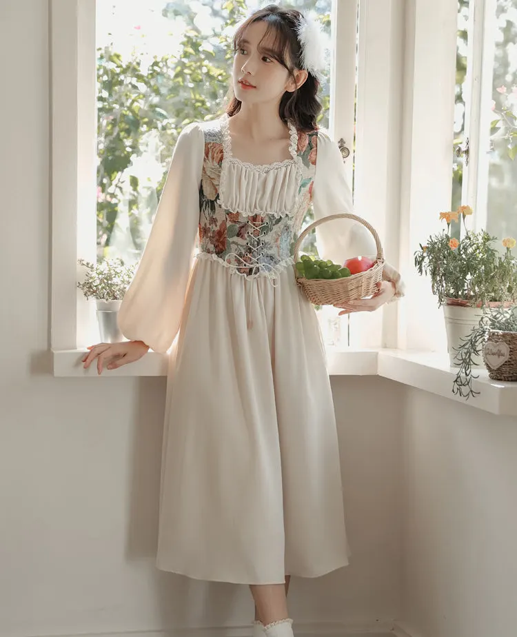 Floral Tapestry Jacquard Corset Dress Maxct