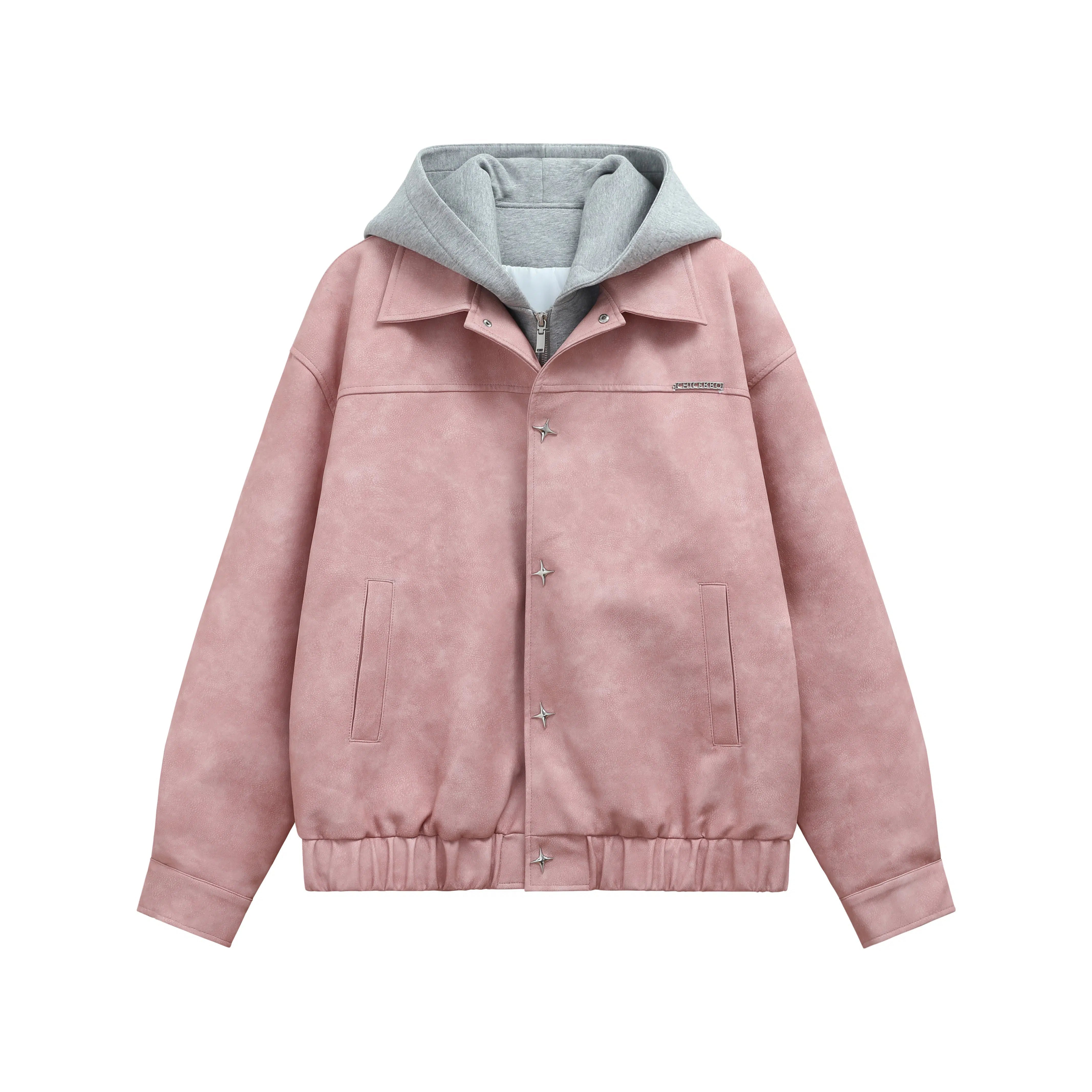 Maxct Pink Hooded Leather Jacket