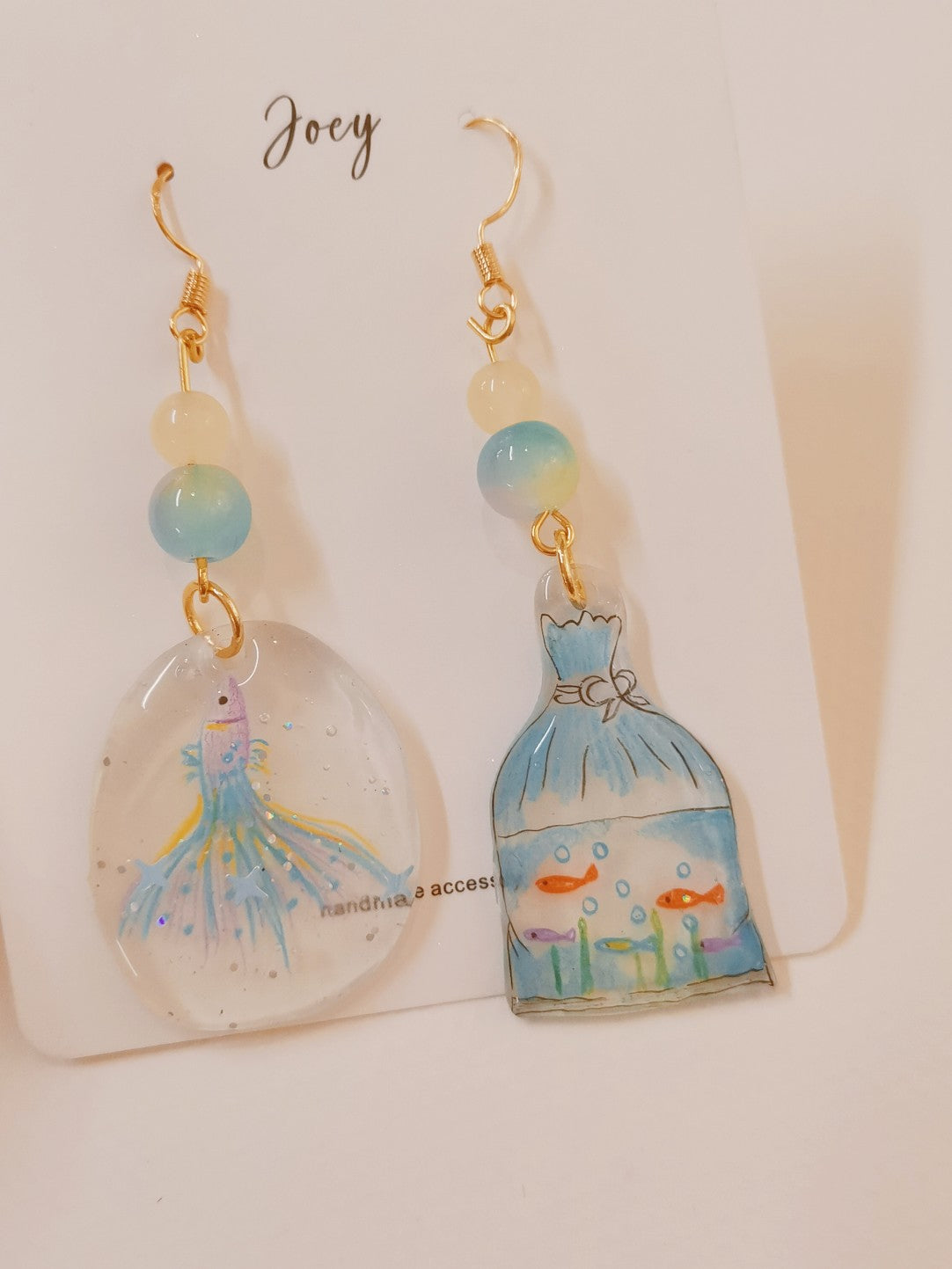 Goldfish Shrink Plastic Necklace Earrings