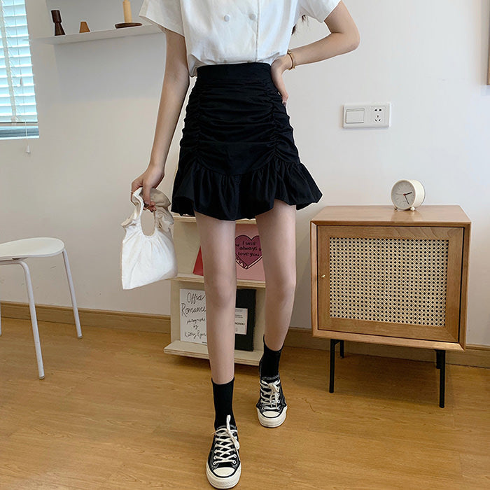 French Summer Ruched Mini Skirt Maxct