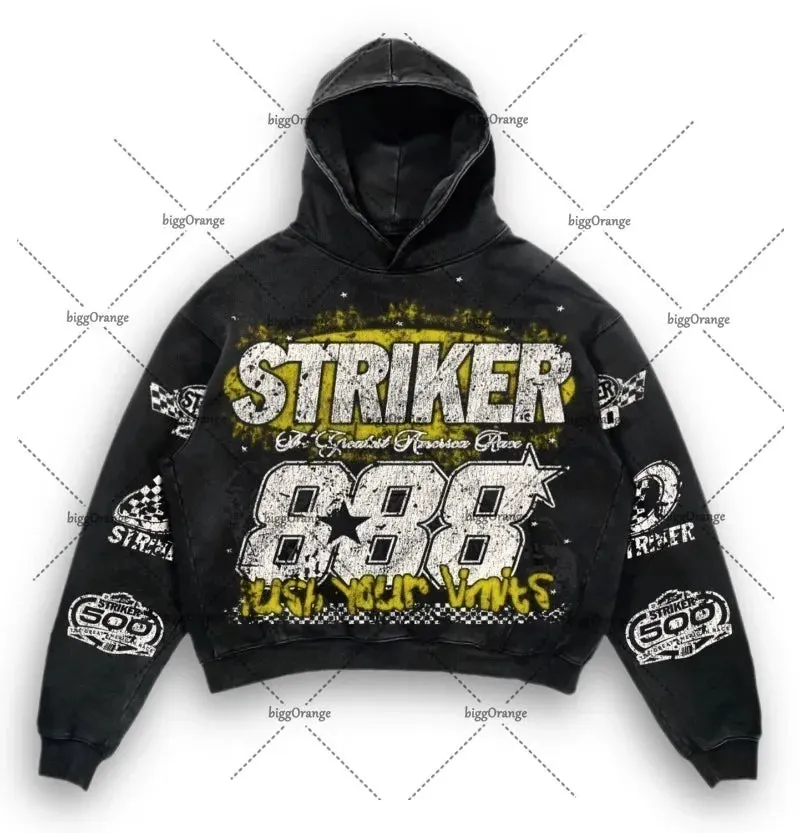 Maxct European and American High Street Fashion Brand Clothing Printed Loose Pullover Hoodie Men Street Hip-hop Oversized Sweatshirt