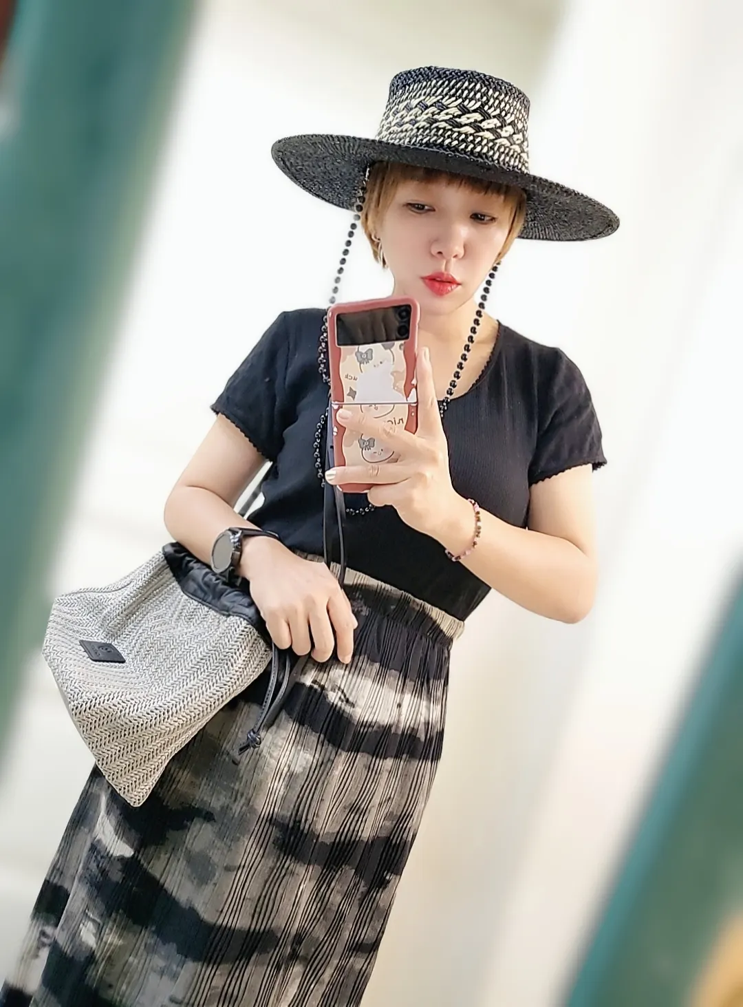 Straw Hat Japanese Style Black Brown Panama Women's Beach Big Brim