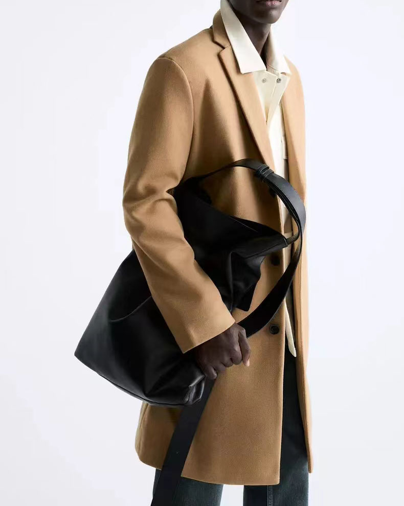 &NEW TPQ Men's Woolen Mid-Length Coat