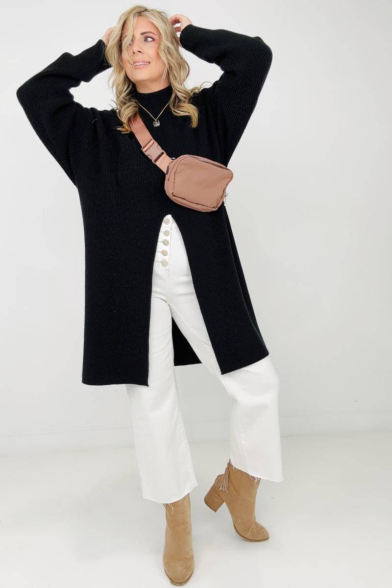 Maxct &"Mara" Mockneck Front Slit Sweater