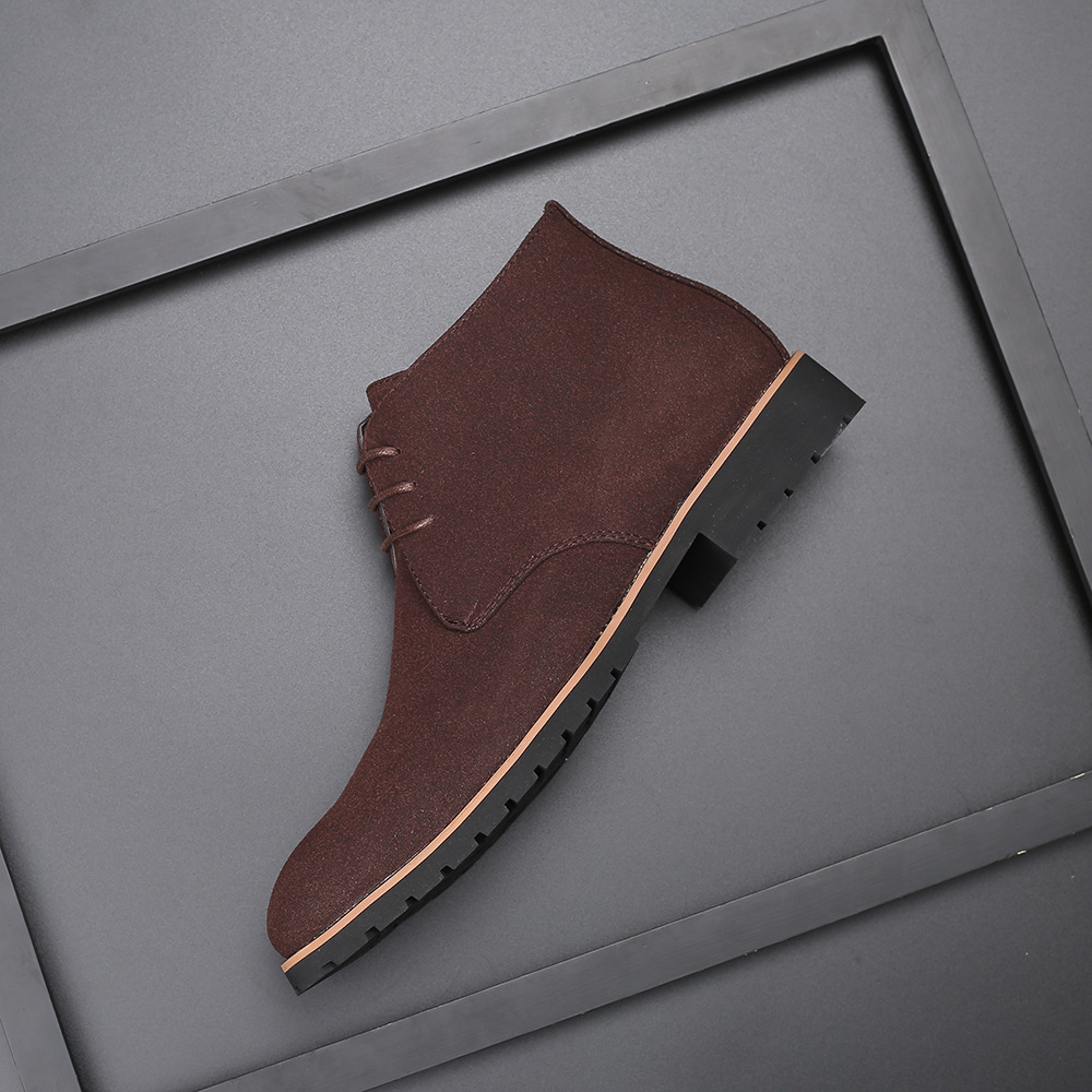 Men's Ankle Chelsea Boots - Cow Suede Leather. Slip-On Style - true deals club
