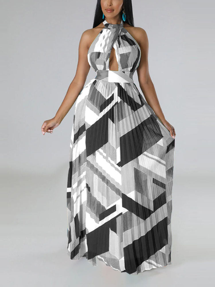 Halter Pleated Maxi Dress Maxct