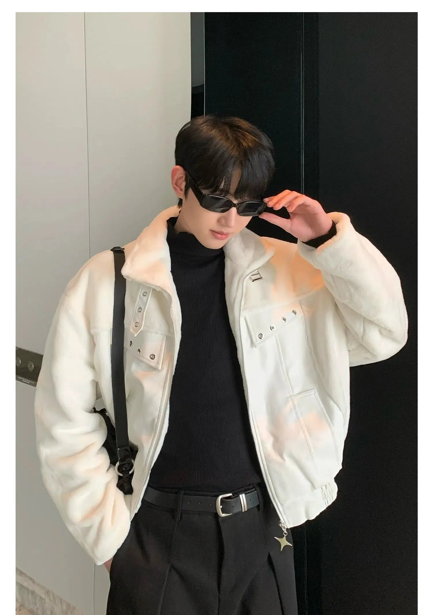 Maxct Faux Leather Collar Jacket