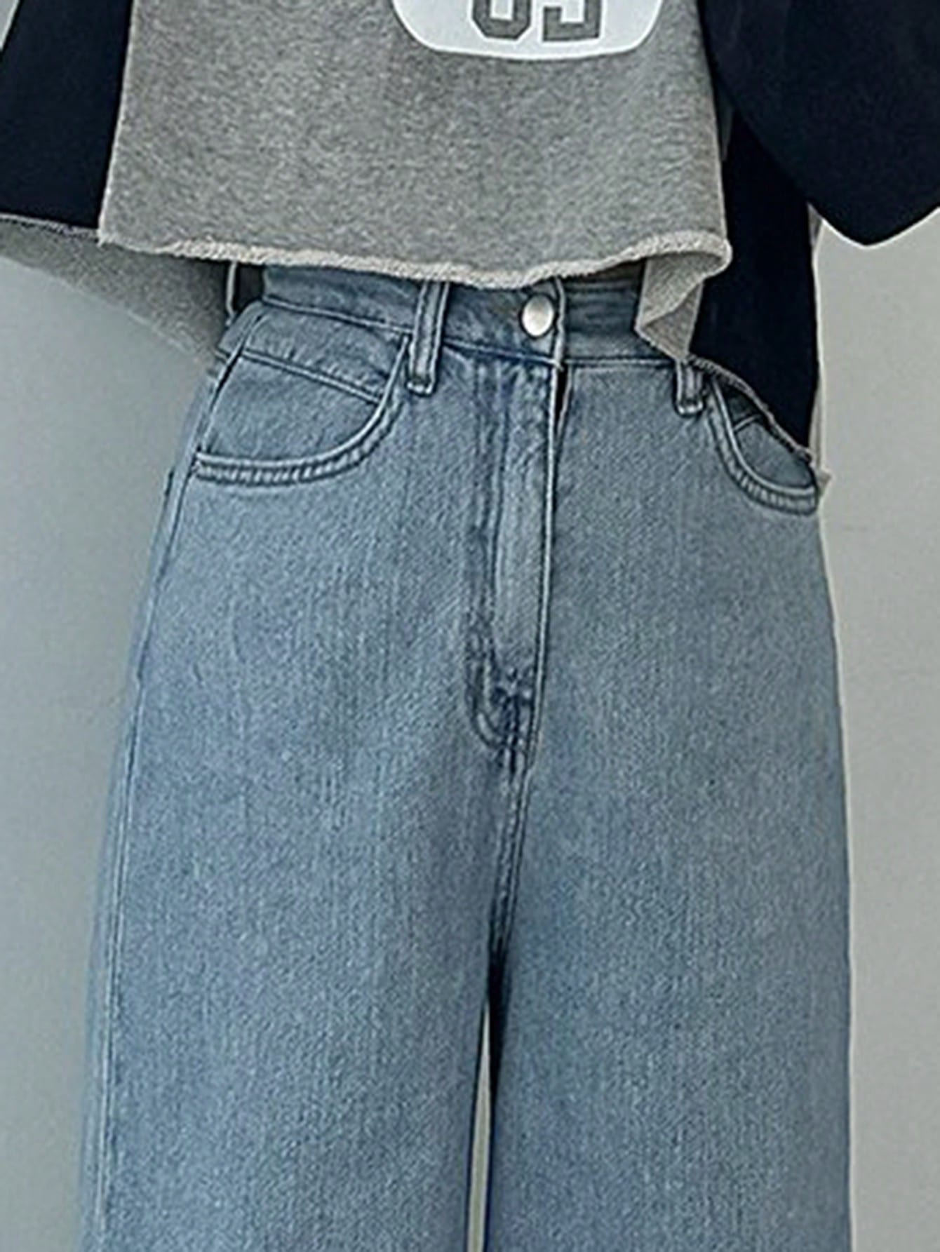 Maxct Women's Loose Wide Leg Regular Denim Pants