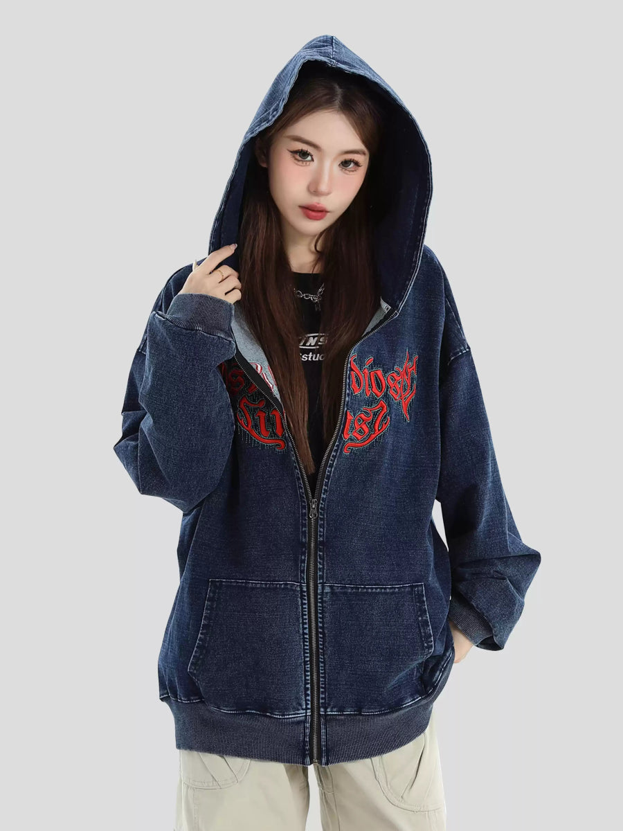 Maxct [Insstudios] Gothic Letter Logo Denim Jacket Na1631
