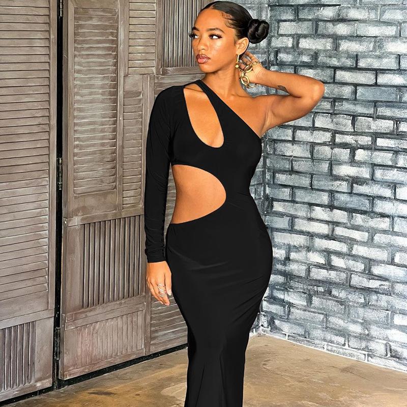 Maxct Women's 2024 Summer New Fashion Sexy Hollow Shoulder Long Sleeve Dress Foreign Trade Wholesale