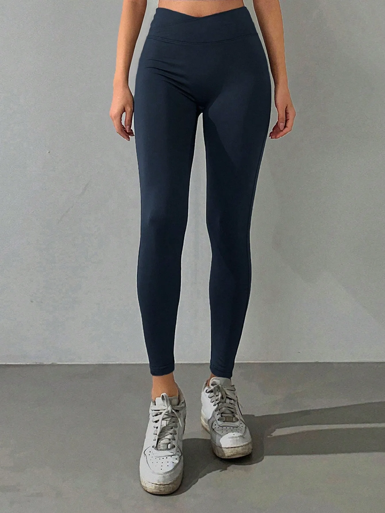 Maxct Solid Color High-Waist Tight Yoga Pants Women Compression Leggings