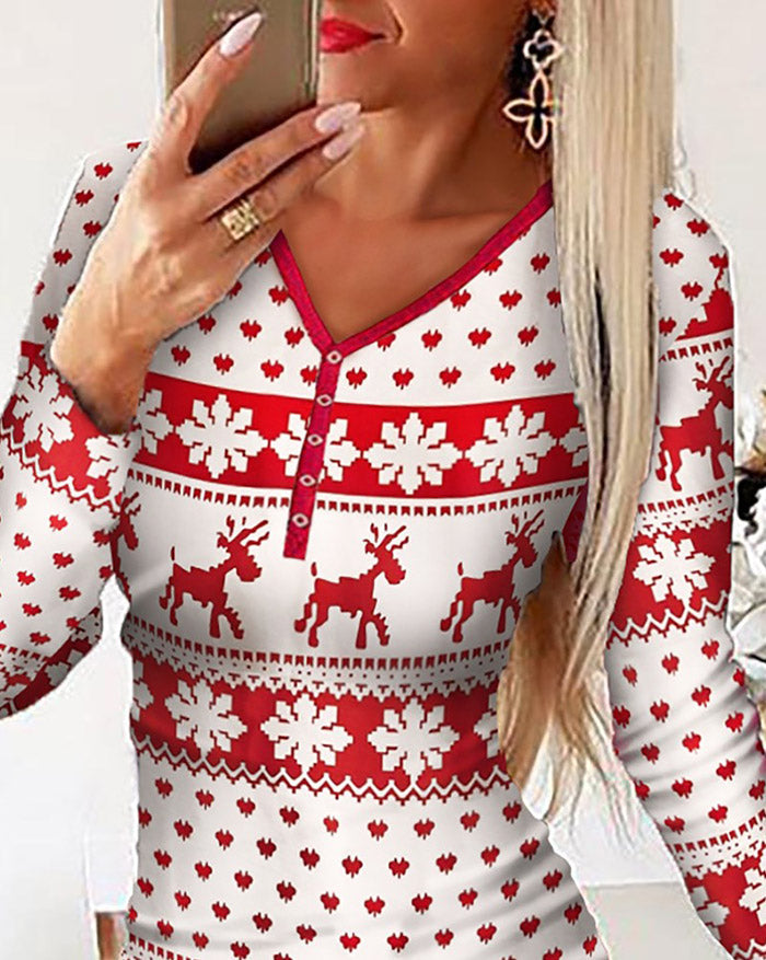 Santa Claus Printed Christmas Mini Dress Maxct