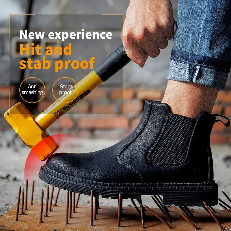 Steel Toe Leather Boots for Men Waterproof Safety Work Shoes Maxct