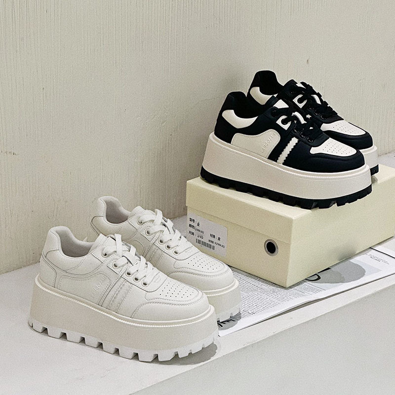 6cm Genuine Leather Women's Platform Sneakers - true deals club
