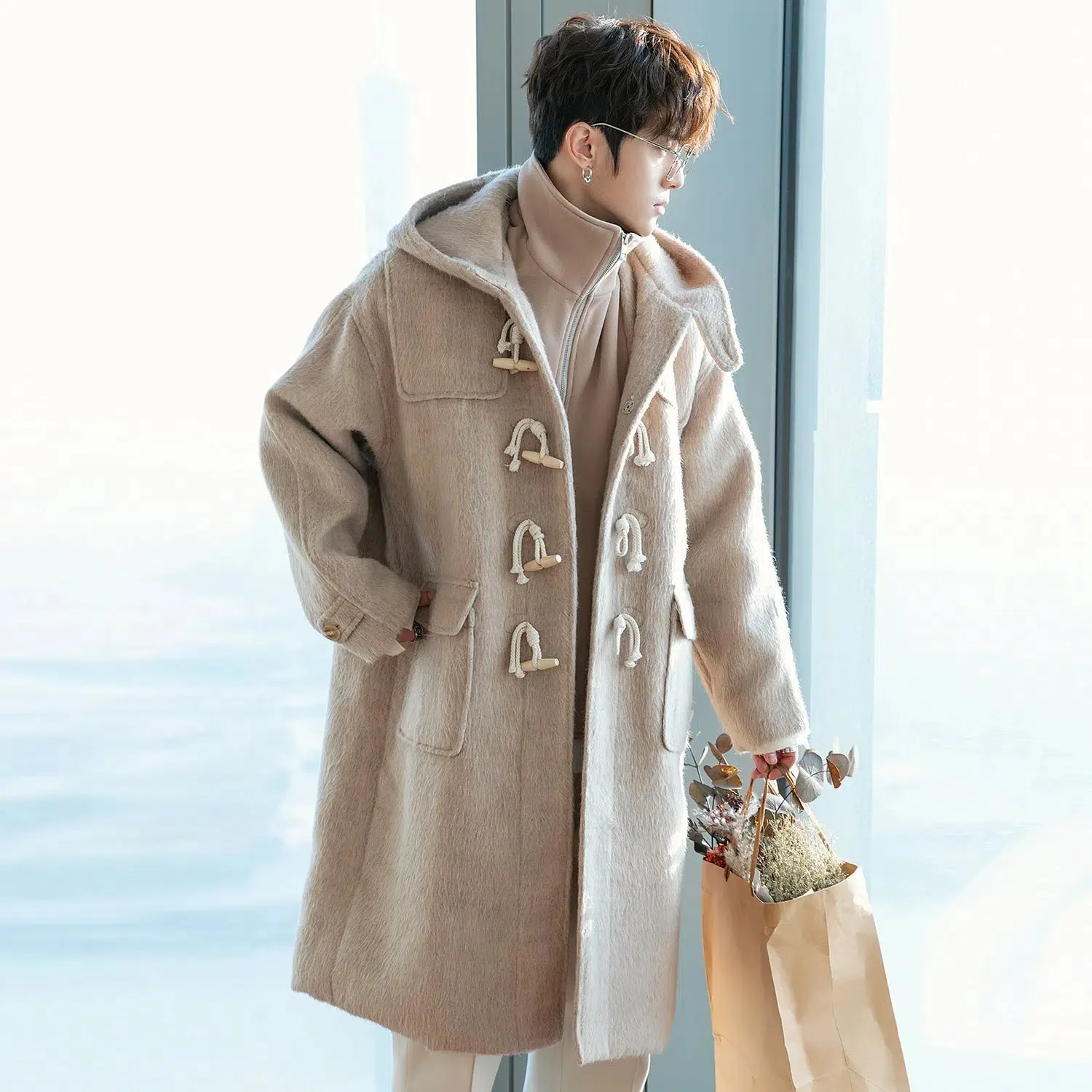 Maxct Two-piece Horn Button Woolen Coat