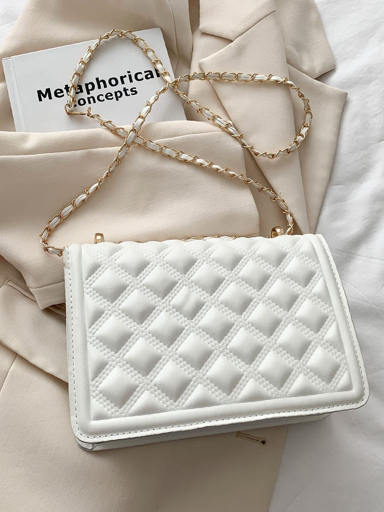 Bag For Love - Minimalist Textured Flap Square Bag  - Women Maxct Bags