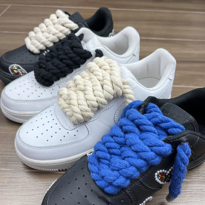 Stylish 10MM Round Linen Rope Laces AF1 - Urban Style AF1/AJ Shoe Rope! Maxct