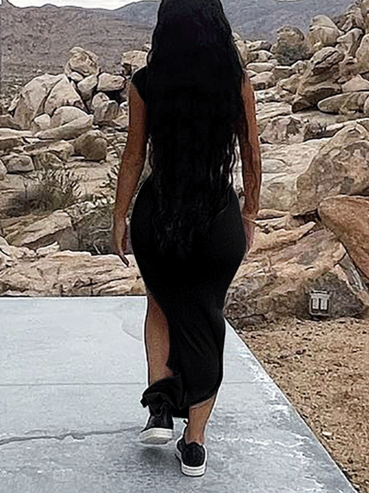 One Shoulder Ruched Bodycon Maxi Dress Maxct