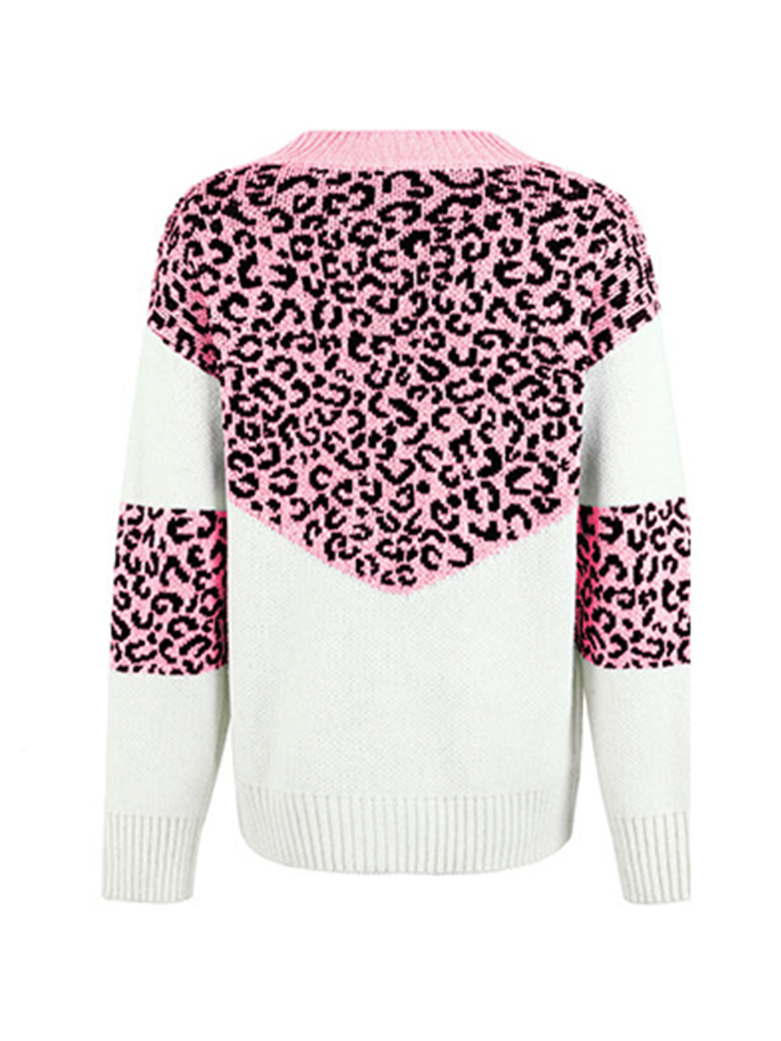 Maxct &Leopard V-Neck Dropped Shoulder Sweater