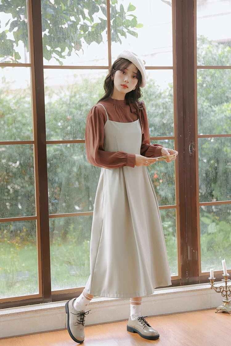 Bow Back Cami Dress & Blouse Set Maxct