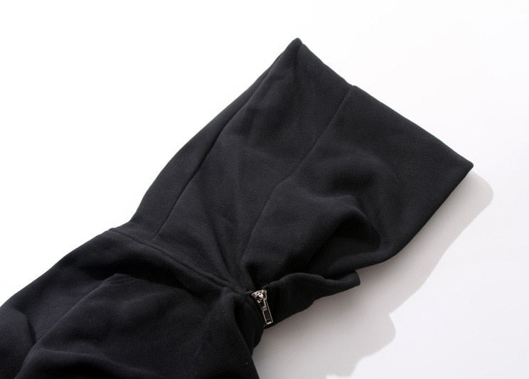 Unisex Full Zipper Harajuku Black Hoodie Maxct