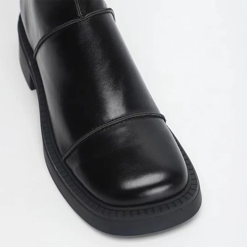 Retro Square Toe Platform Ankle Boots Maxct