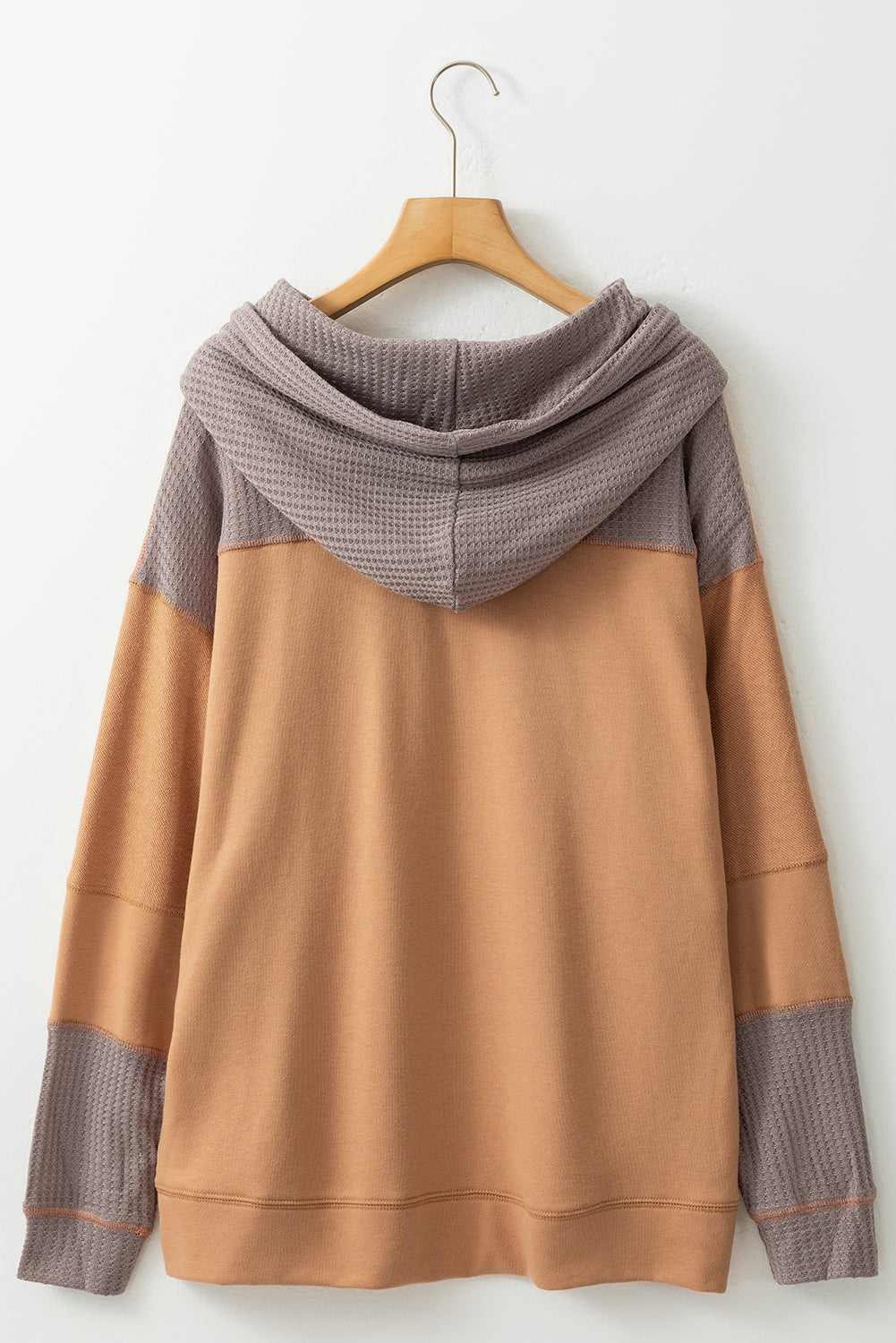 Maxct &Drawstring Contrast Long Sleeve Hoodie