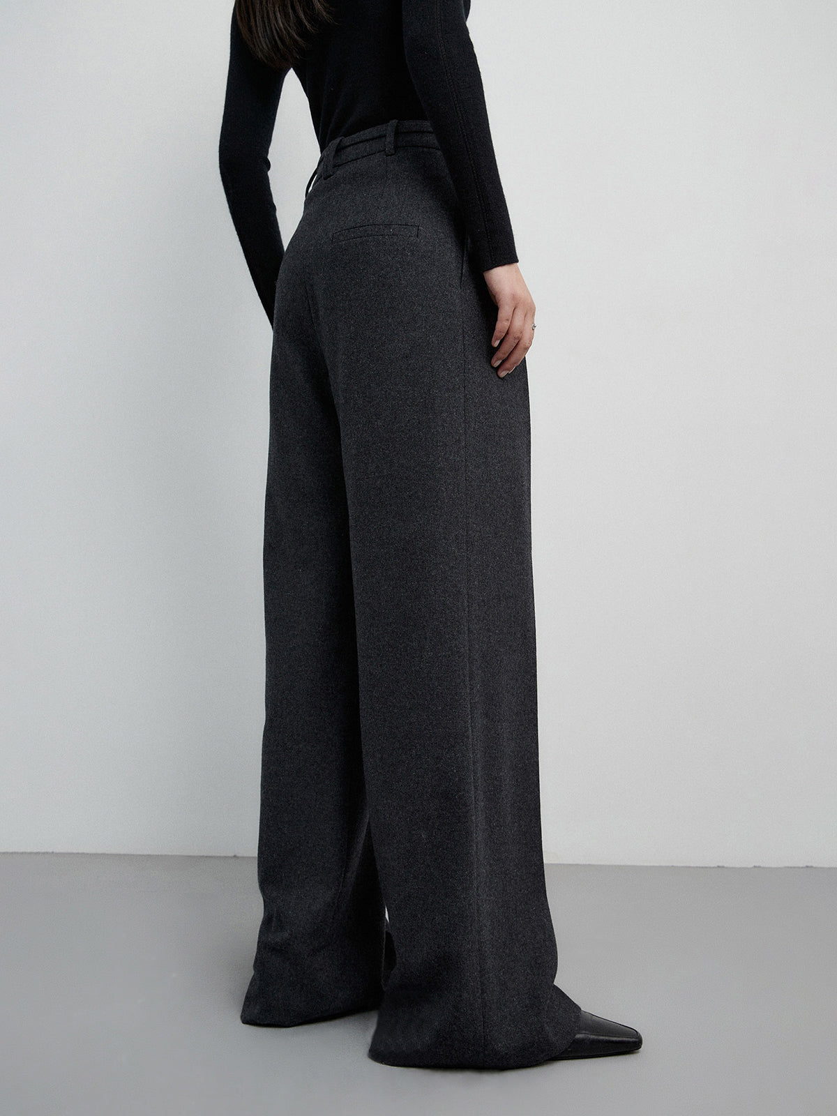 Maxct Solid Mid Waist Pocket Pants with Matching Tie