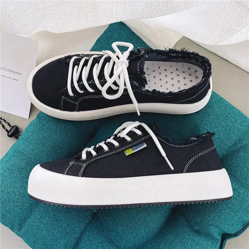 Canvas Men's Casual Lace-Up Platform Sneakers Plimsolls Maxct