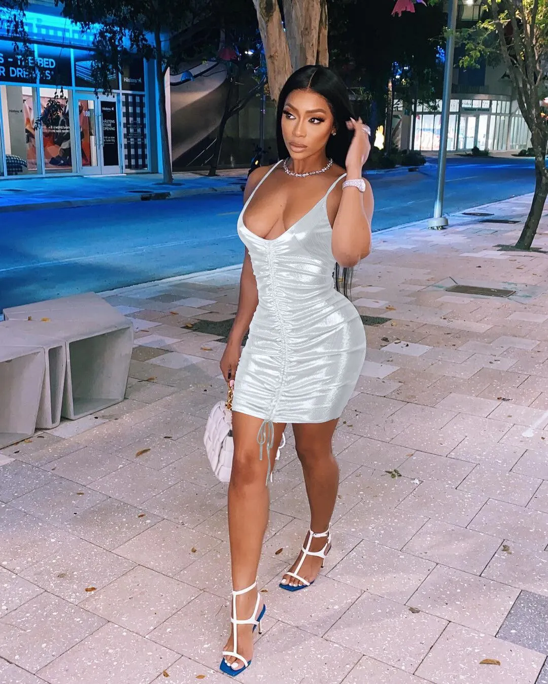 Parity Drawstring Bodycon Mini Dress Sexy Young Little Chap Spaghetti Strap Sweet High Waist Vestidos For Female Summer