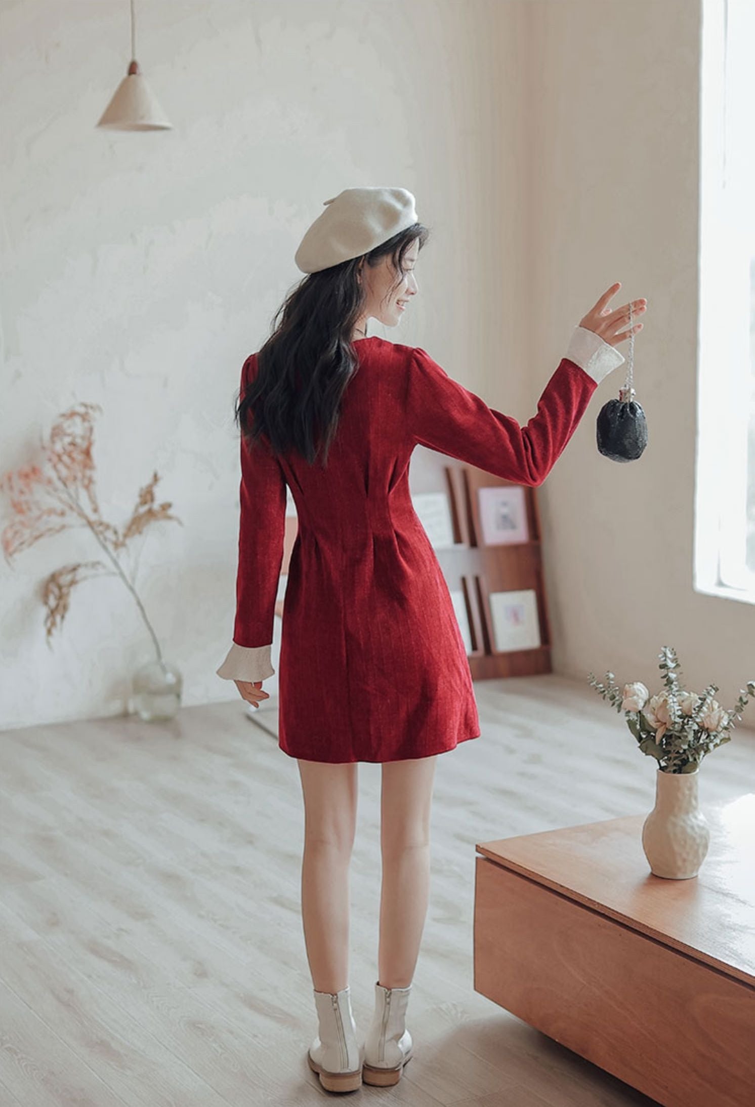Sweet Bow Peter Pan Knit Dress Maxct