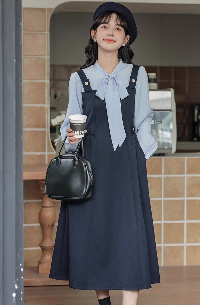 Tie Neck Twofer Midi Dress Maxct