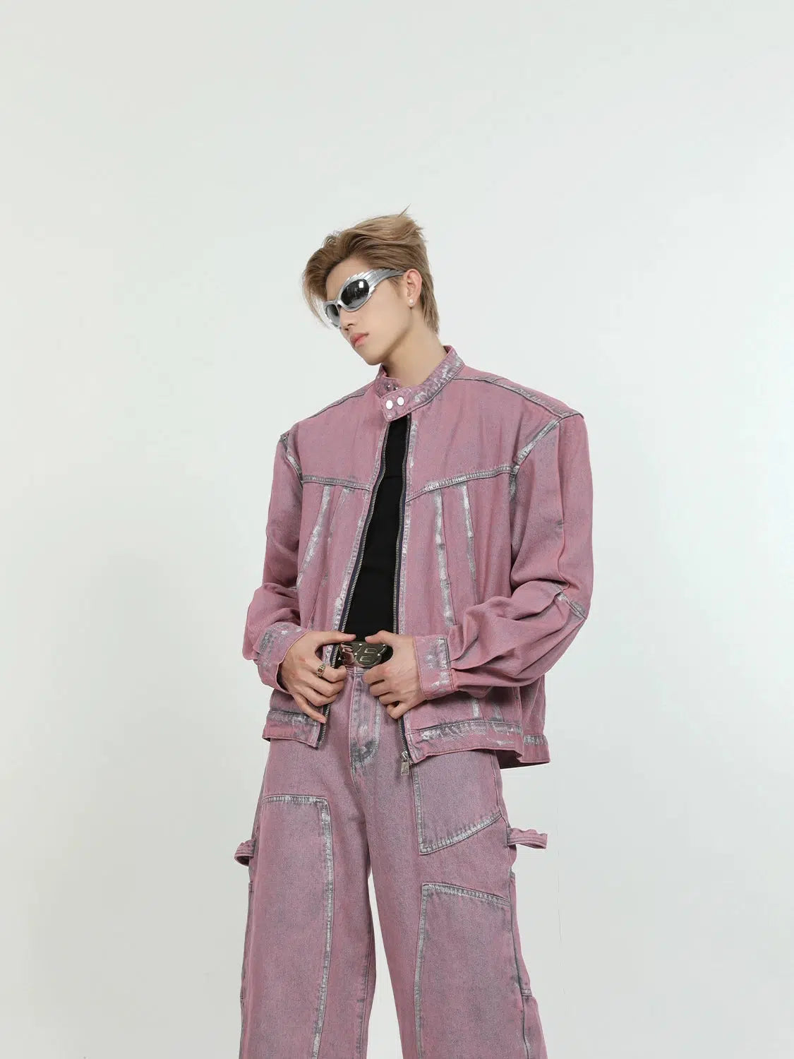 Maxct Pink Denim Jacket & Straight-leg Jeans