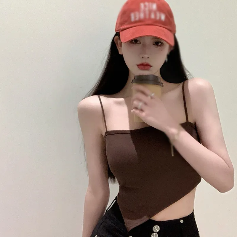 Maxct Camisoles for Women Solid Color Padded Base Shirt Sexy T Shirt Sleeveless Tank Top Pullover Crop Top