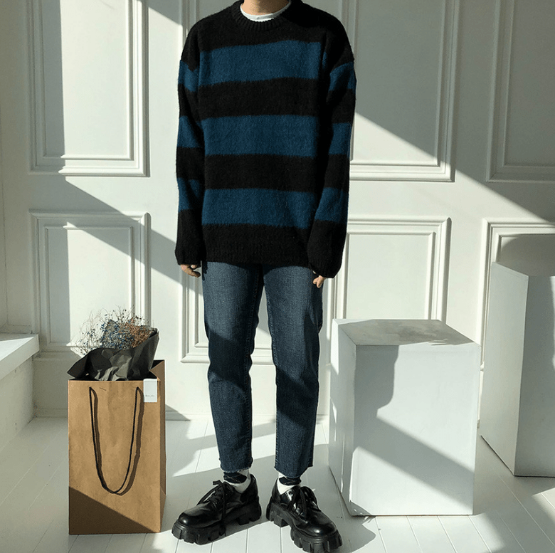 Maxct 5566 Knitted Stripe Pullover Sweater