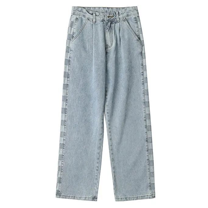 Checker Print Wide-Leg Jeans Maxct