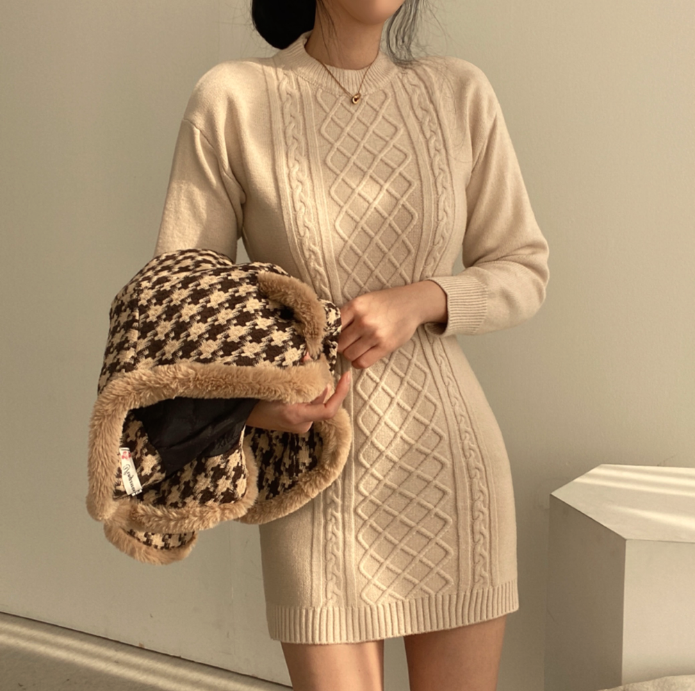 Ribbed Bodycon Mini Sweater Dress Maxct
