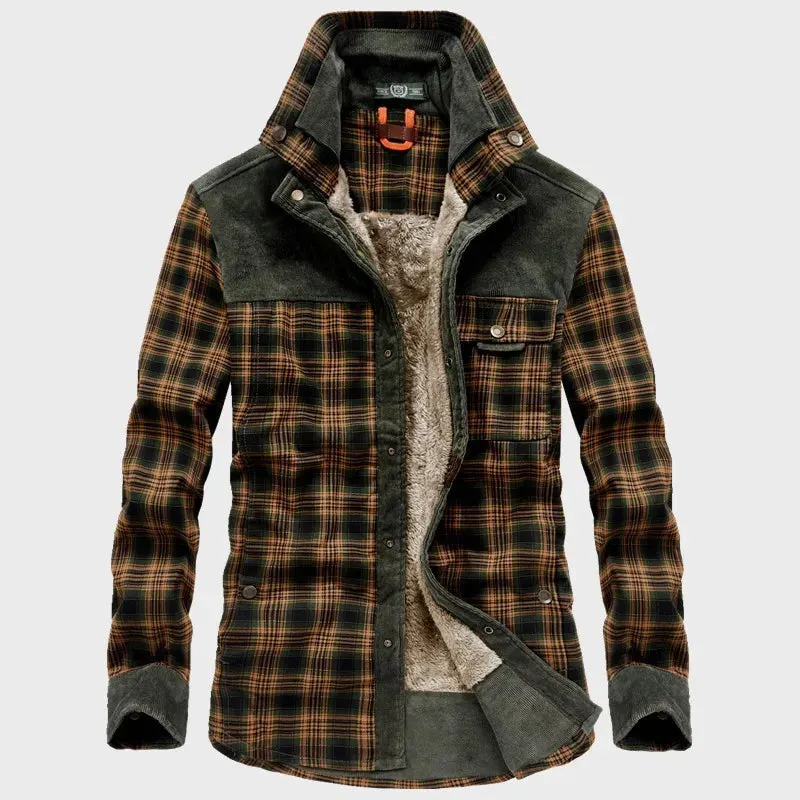 Maxct &Men's Warm Plaid Fleece-Lined Shacket