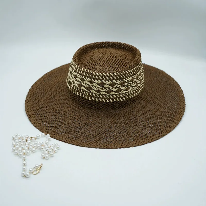 Maxct Straw Hat Japanese Style Black Brown Panama Women's Beach Big Brim