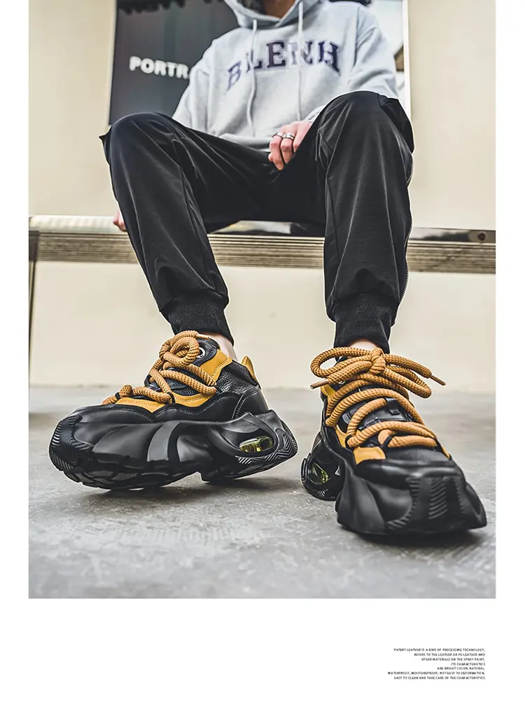 Microfiber Leather Upper Increased Platform Stylish Sneakers