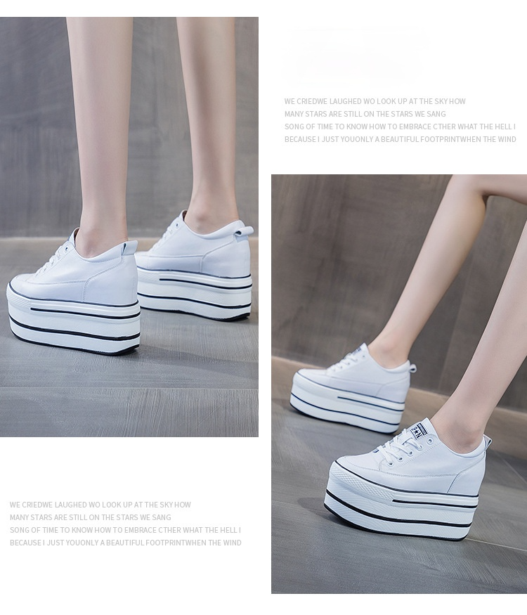 Genuine Leather Super High Thick Heel Platform Sneakers - true-deals-club