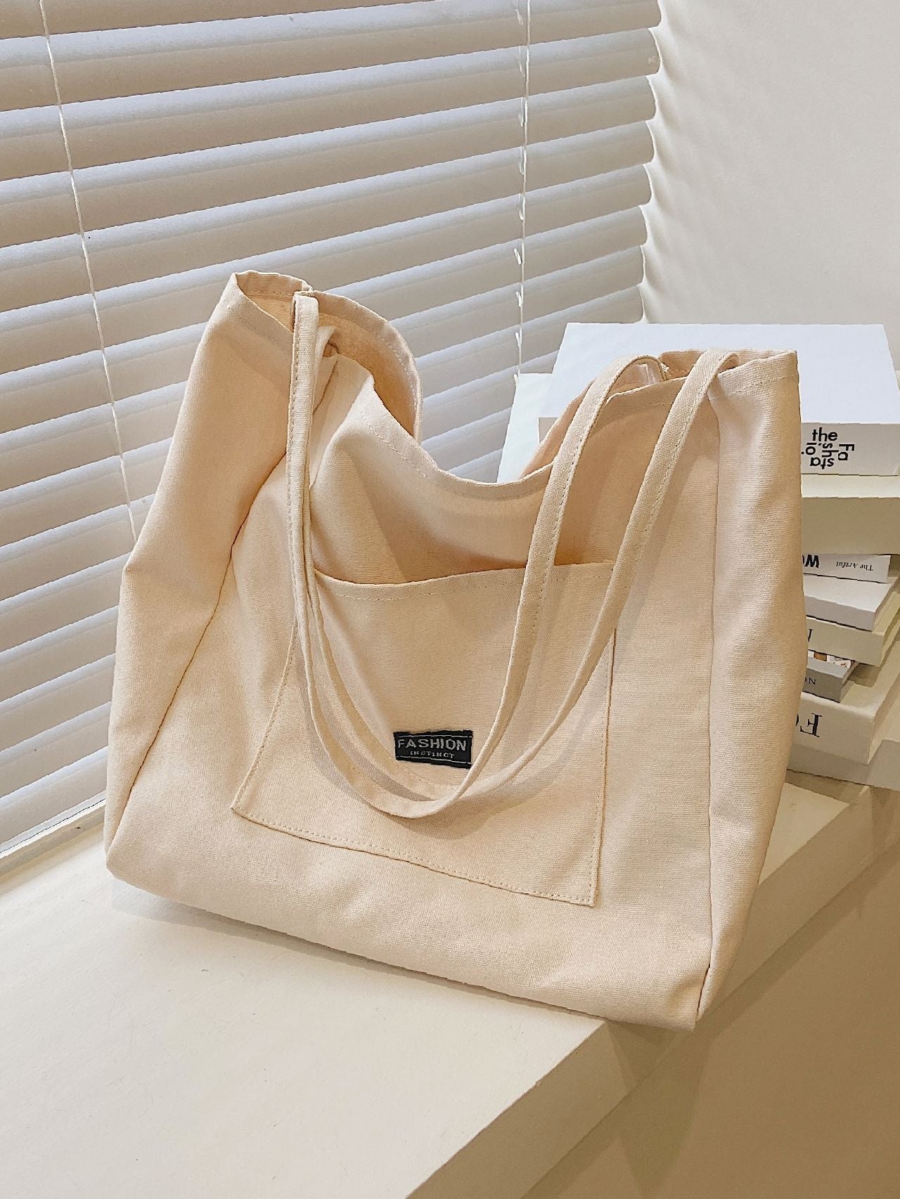 Maxct - Letter Patch Shoulder Tote Bag  - Women Tote Bags