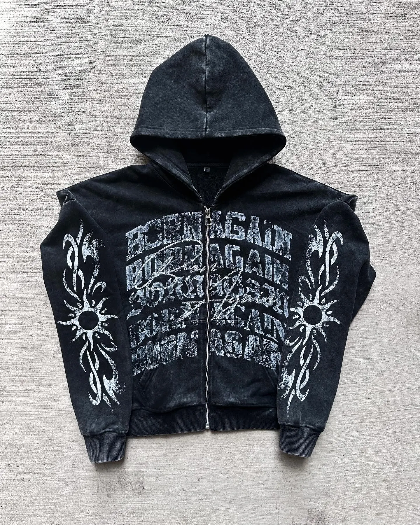 American Retro Gothic Rock Letter Print Hoodie Men's Y2K Streetwear Harajuku Loose Casual Zipper Sweatshirt Couple Style Clothes