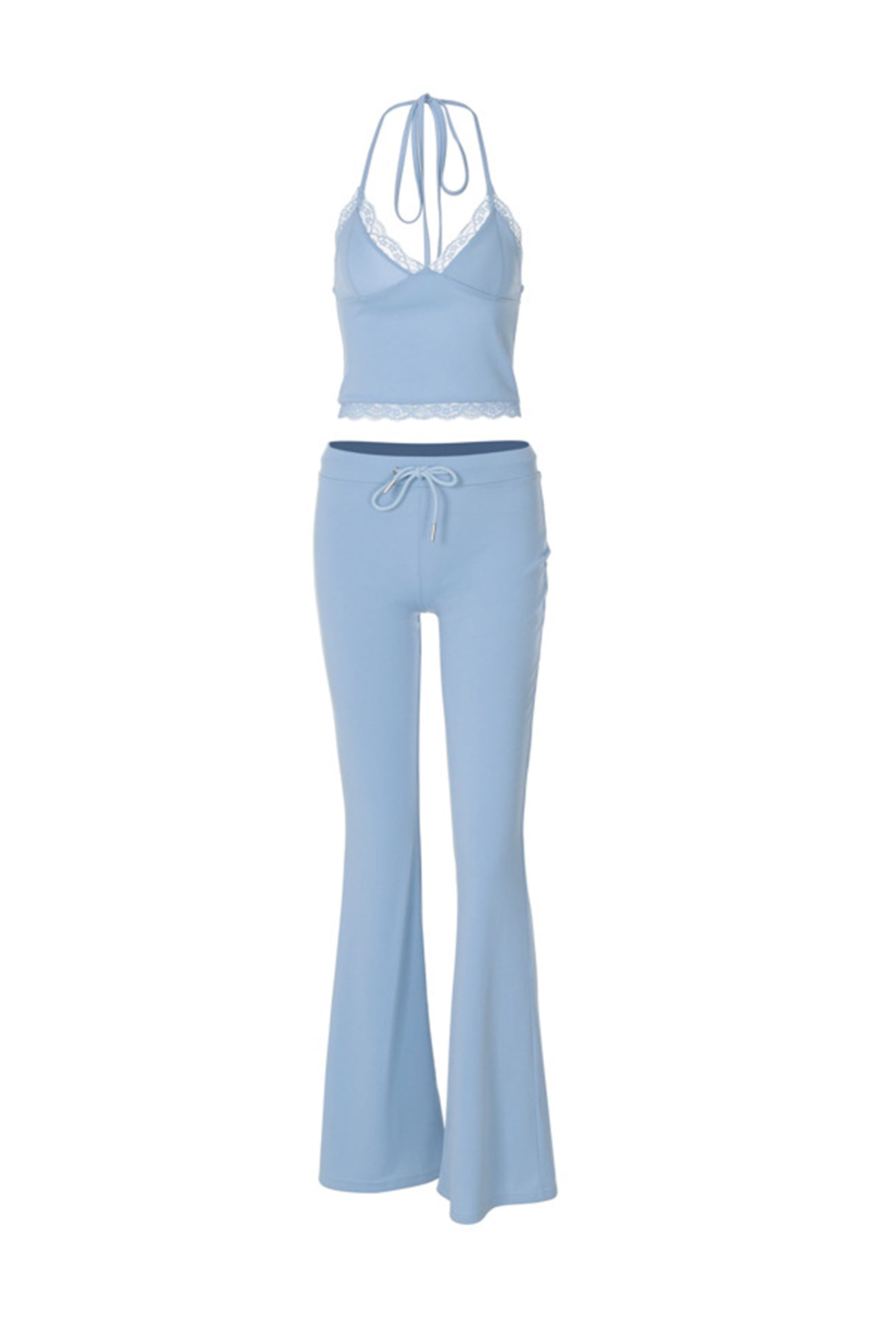 Maxct Lace Halterneck Vest Flares Long Pants Suits