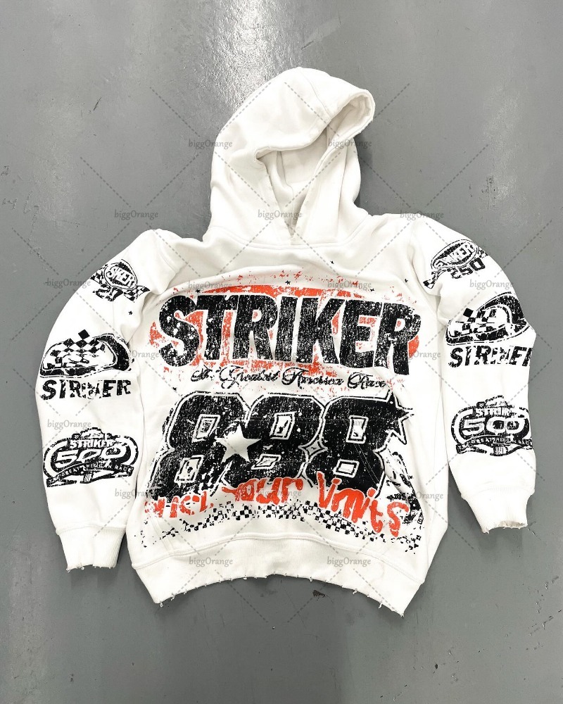 European and American High Street Fashion Brand Clothing Printed Loose Pullover Hoodie Men Street Hip-hop Oversized Sweatshirt