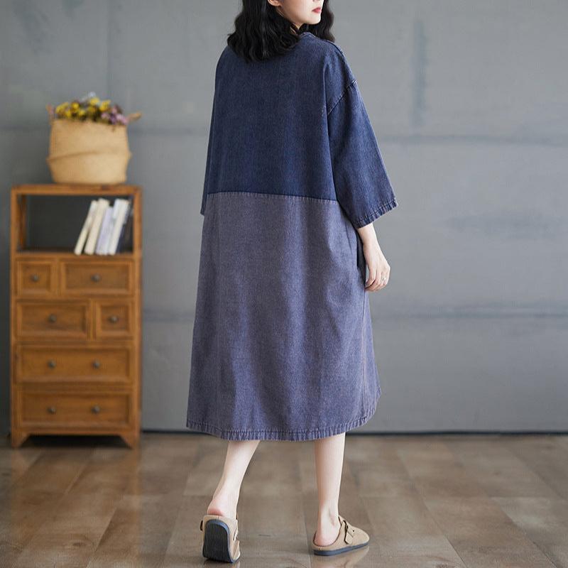Maxct Women Autumn Denim Long Sleeves Dress