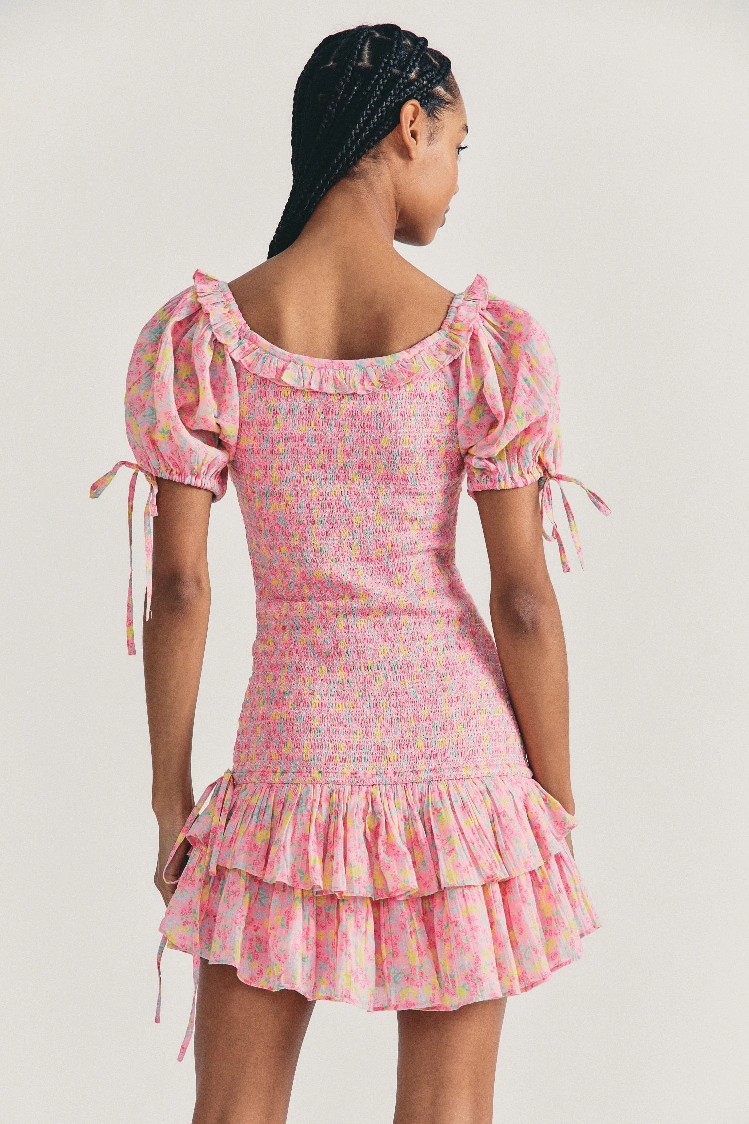 Maxct Boho loveshackfancy autumn dress beige short sleeve ruffles slim holiday ins bloggers special interest mini dress women